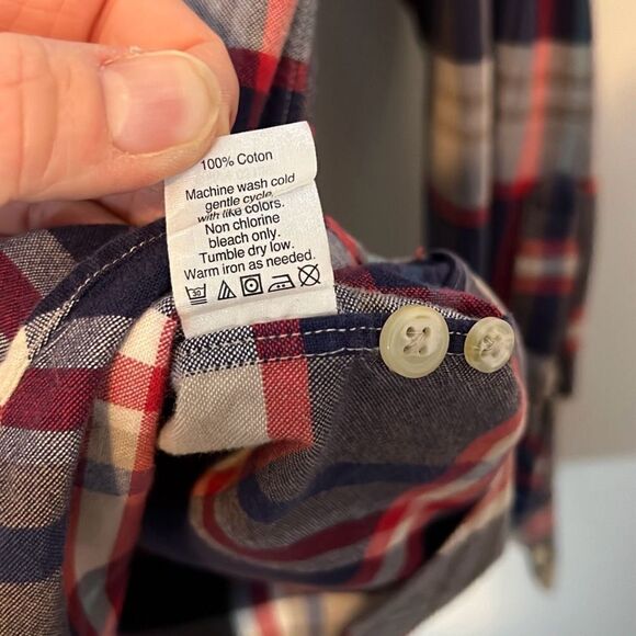 J.Crew Men’s Long Sleeve Oxford Button Down Shirt Size Large Blue Red Tan - Picture 4 of 8